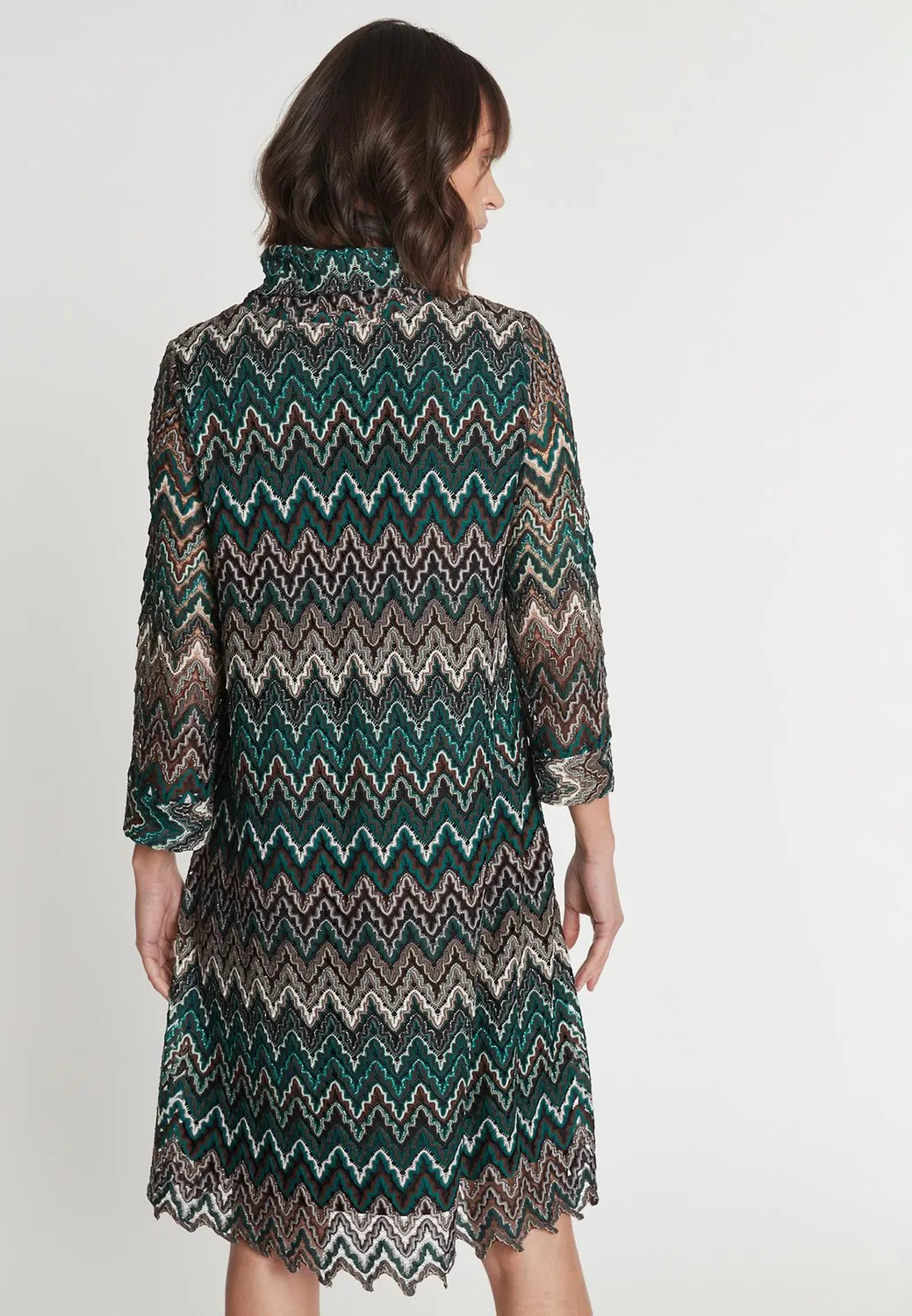 Ana Alcazar Maffa abito maglia zigzag verde