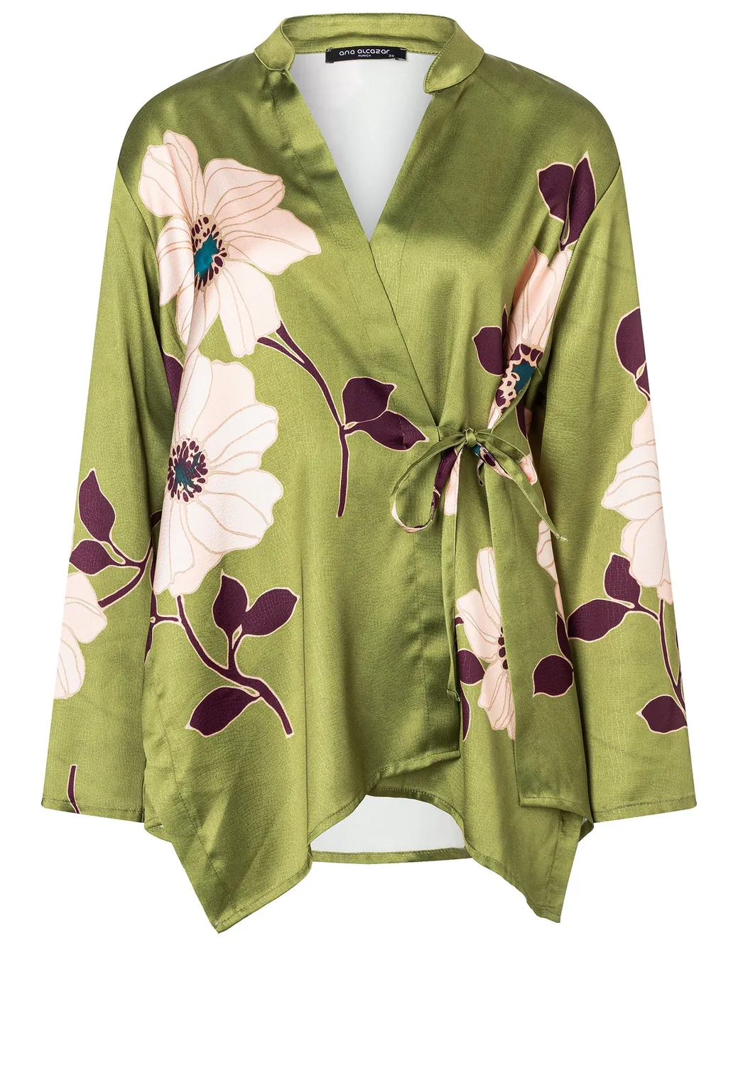 Ana Alcazar Druni blusa kimono in raso verde