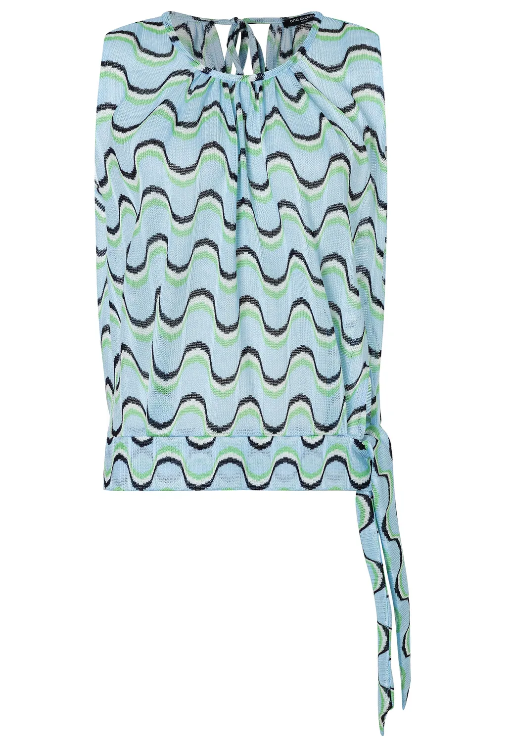 Ana Alcazar Dulna top in maglia azzurro con fiocco