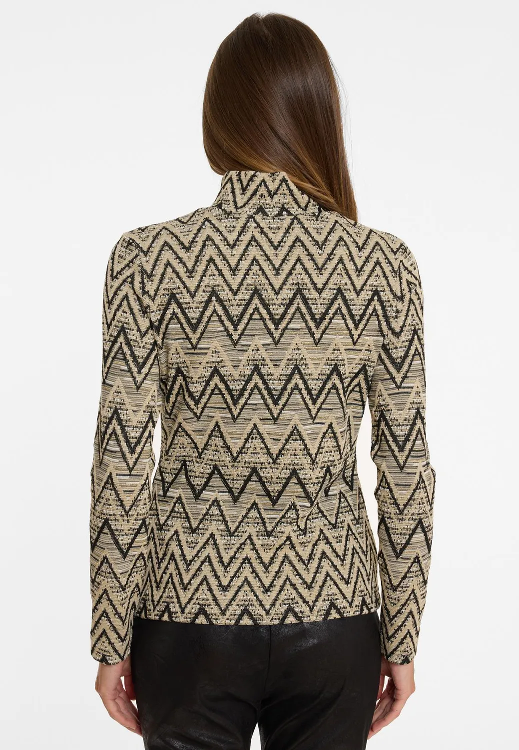 Ana Alcazar Ashila maglia zigzag beige nero