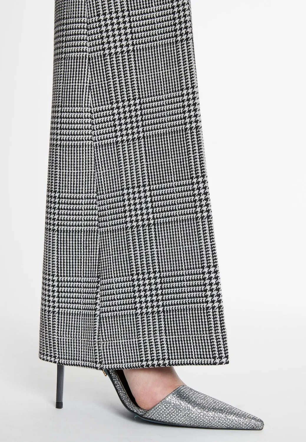 Ana Alcazar Shia pantaloni zampa quadri grigio nero
