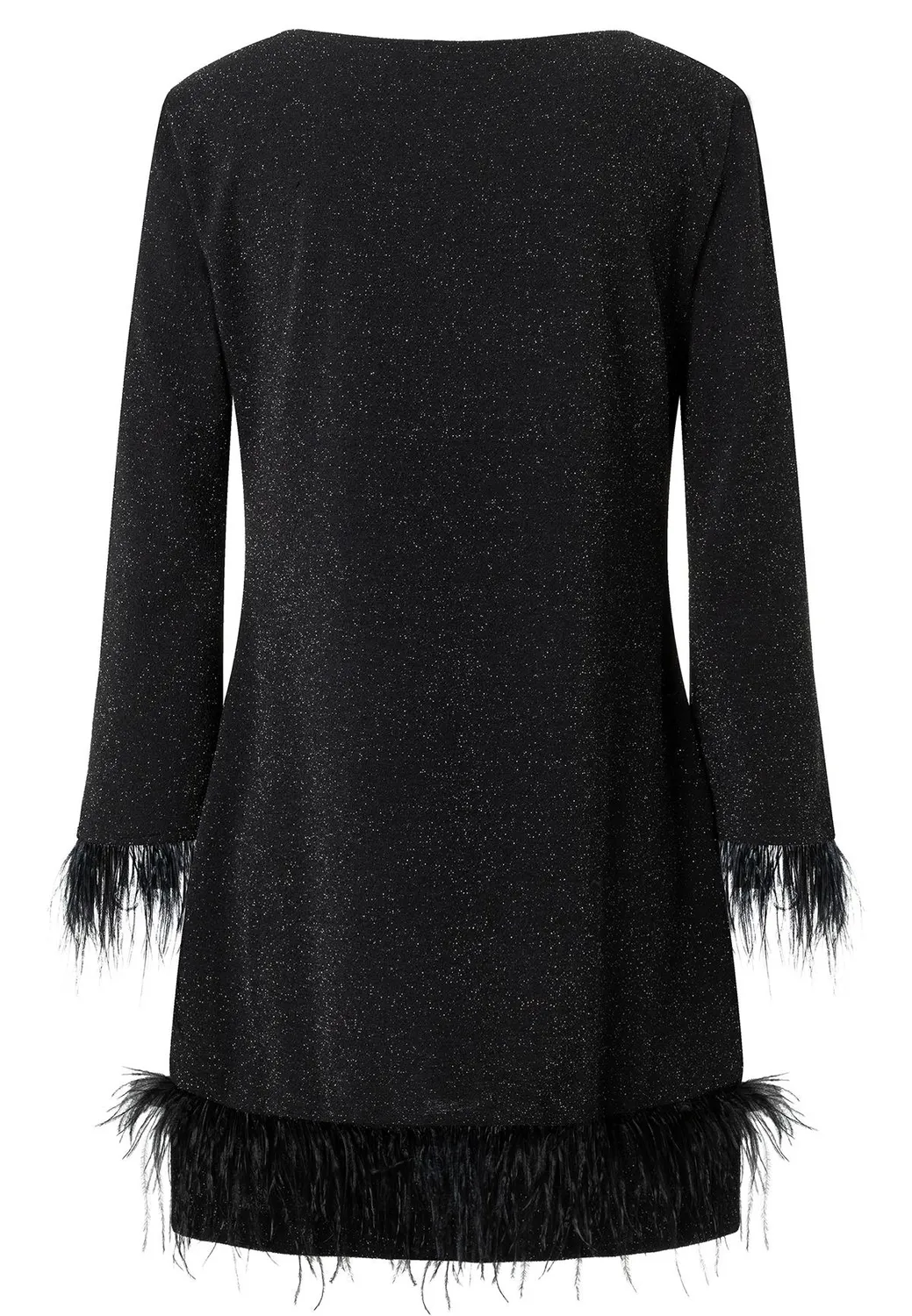 Ana Alcazar Tara abito cocktail nero lurex piume