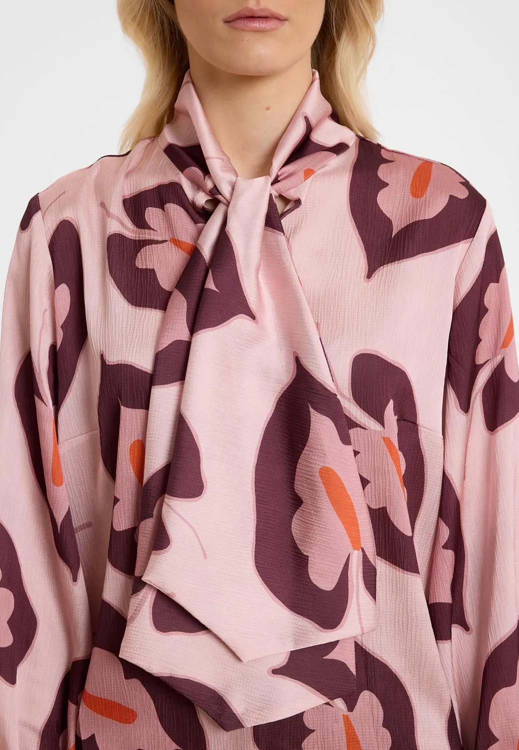 Ana Alcazar Awala camicetta raso rosa con fiocco