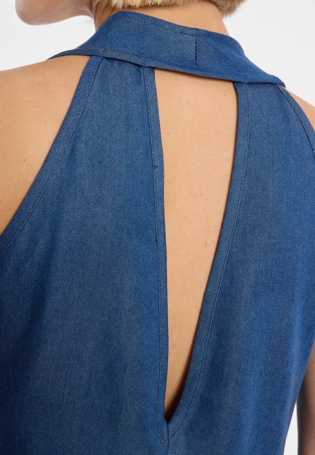 Ana Alcazar Drena top halterneck denim scollo drappeggio