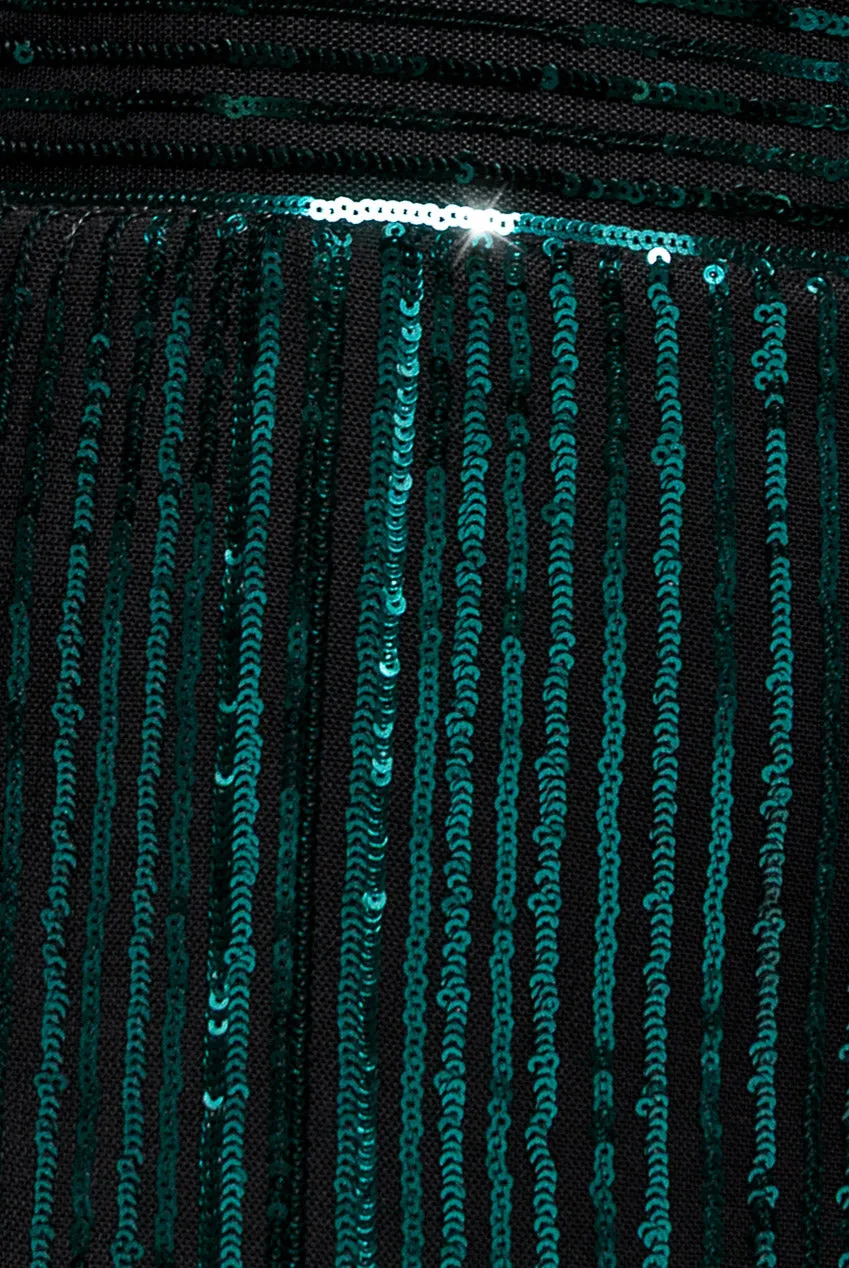 Goddiva Plus DR3485 abito maxi paillettes verde smeraldo