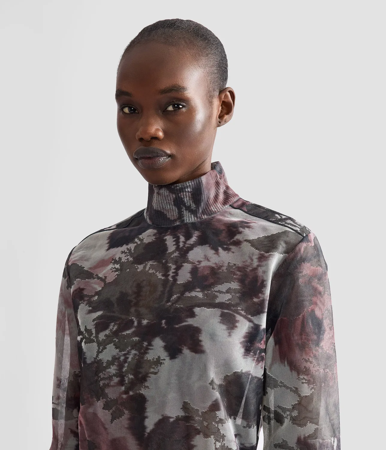 Erdem Floral Print Jacquard Turtleneck maglia semitrasparente