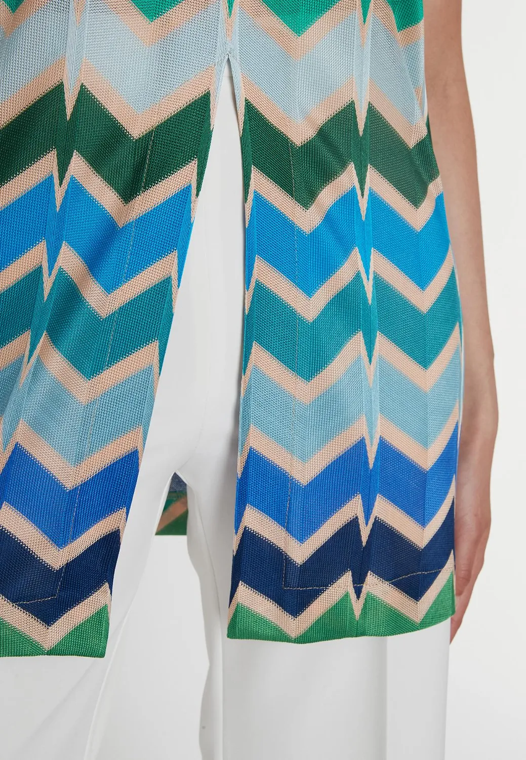 Ana Alcazar Poccy top lungo smanicato zigzag blu