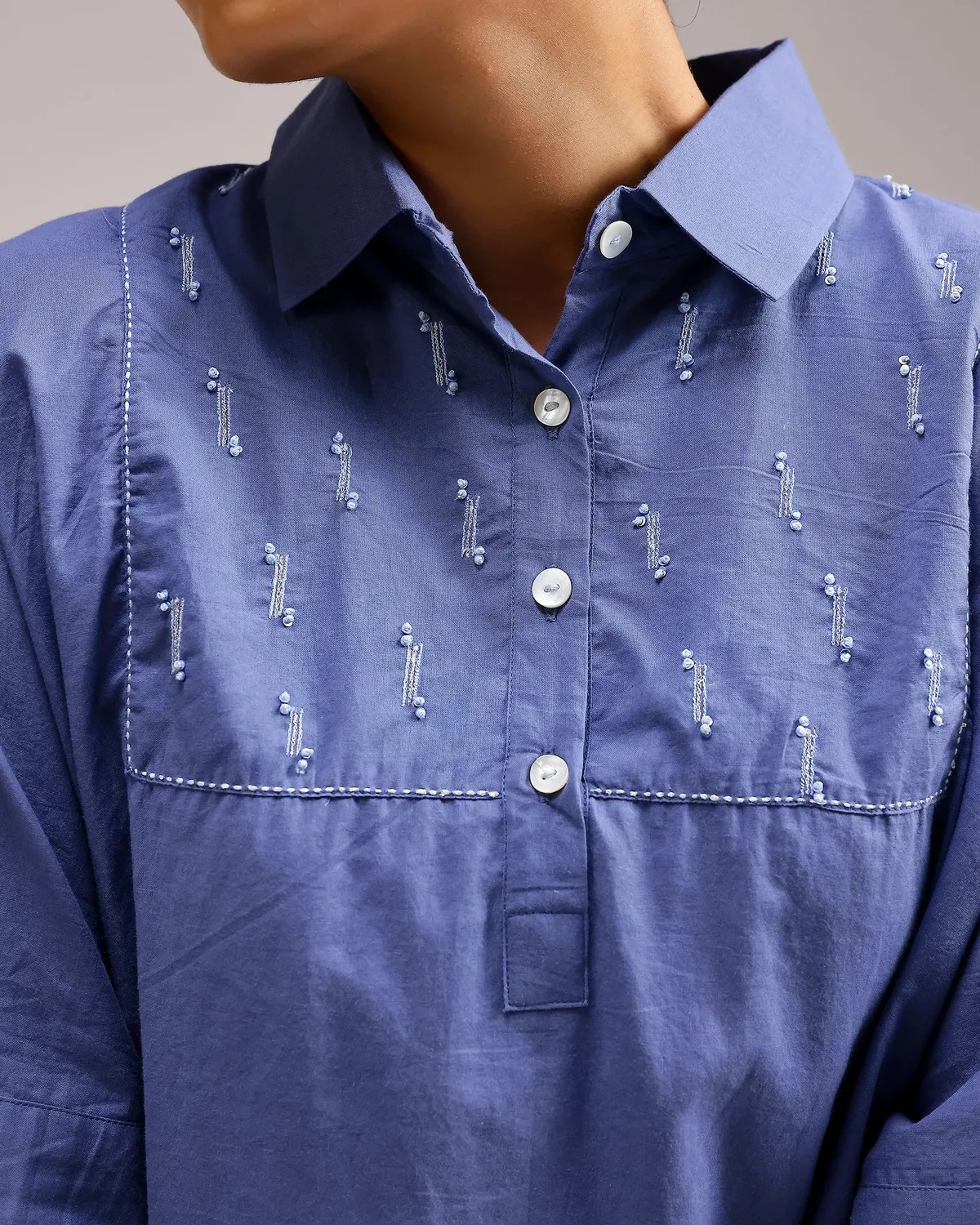 Our Dve Sheer tunica cotone blu scuro taglia unica
