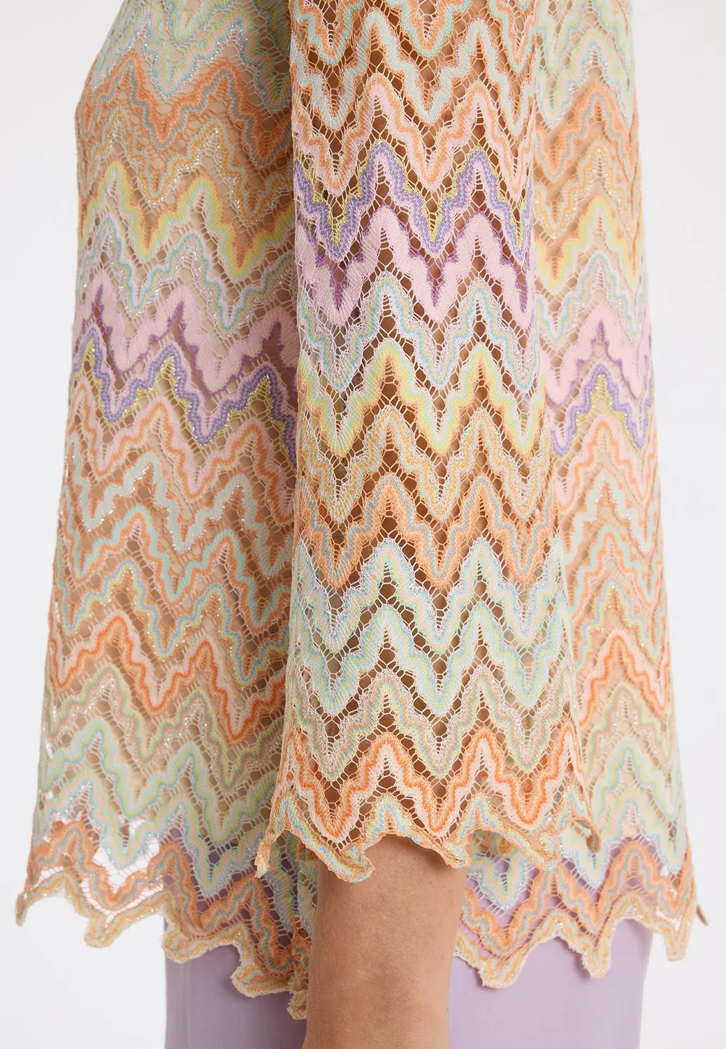 Ana Alcazar Zecoa top maniche lunghe traforato pastel