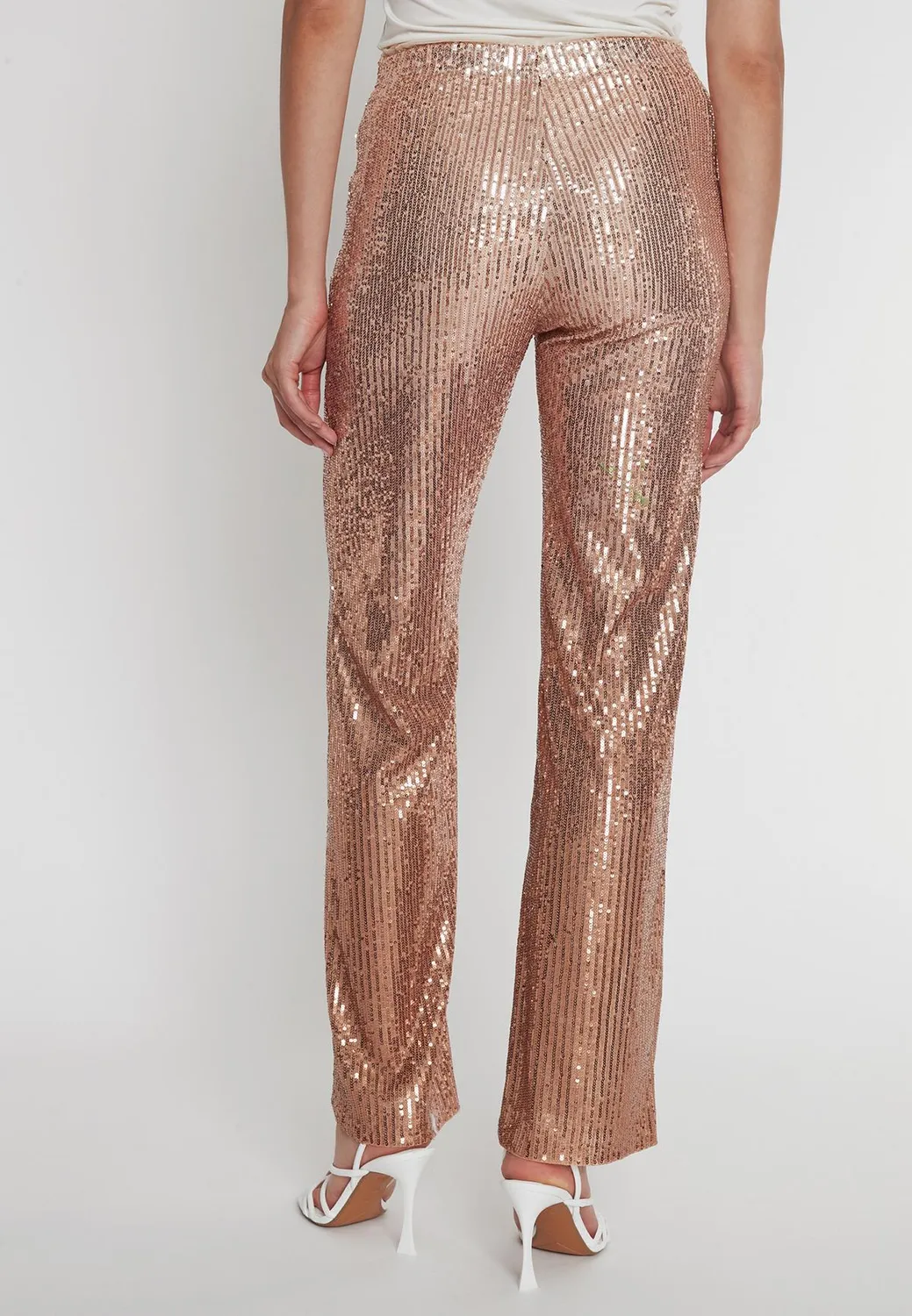 Ana Alcazar Paalo pantaloni paillettes oro rosa