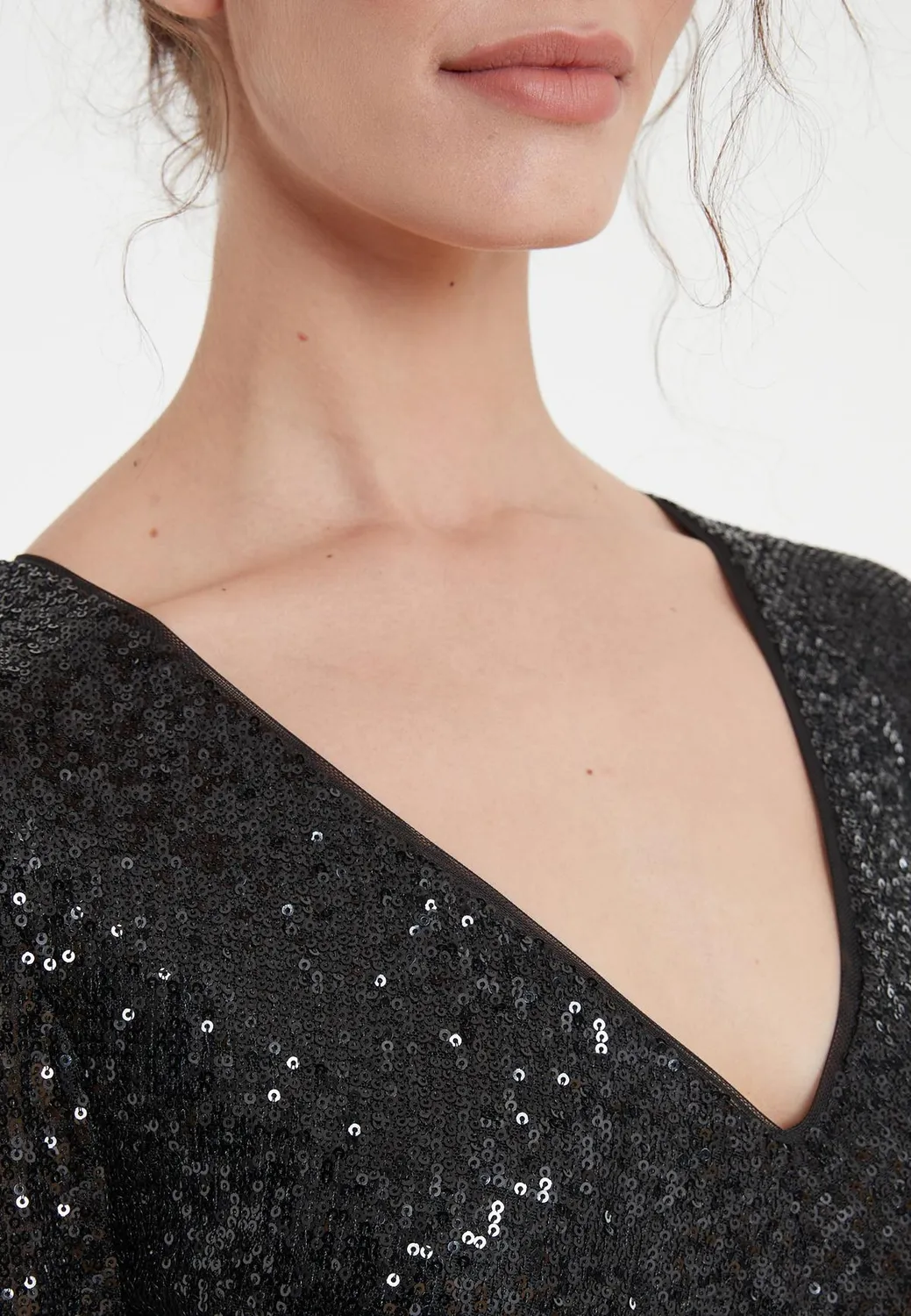 Ana Alcazar Tadea abito tubino paillettes nero