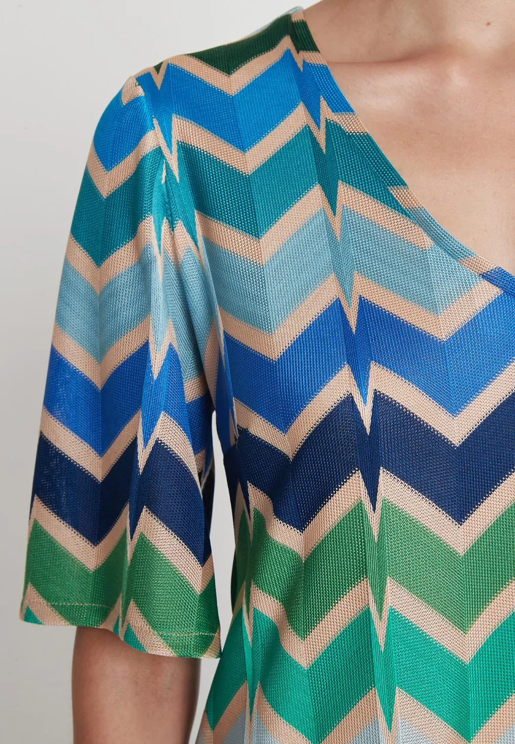 Ana Alcazar Pocea vestito maglina verde zigzag