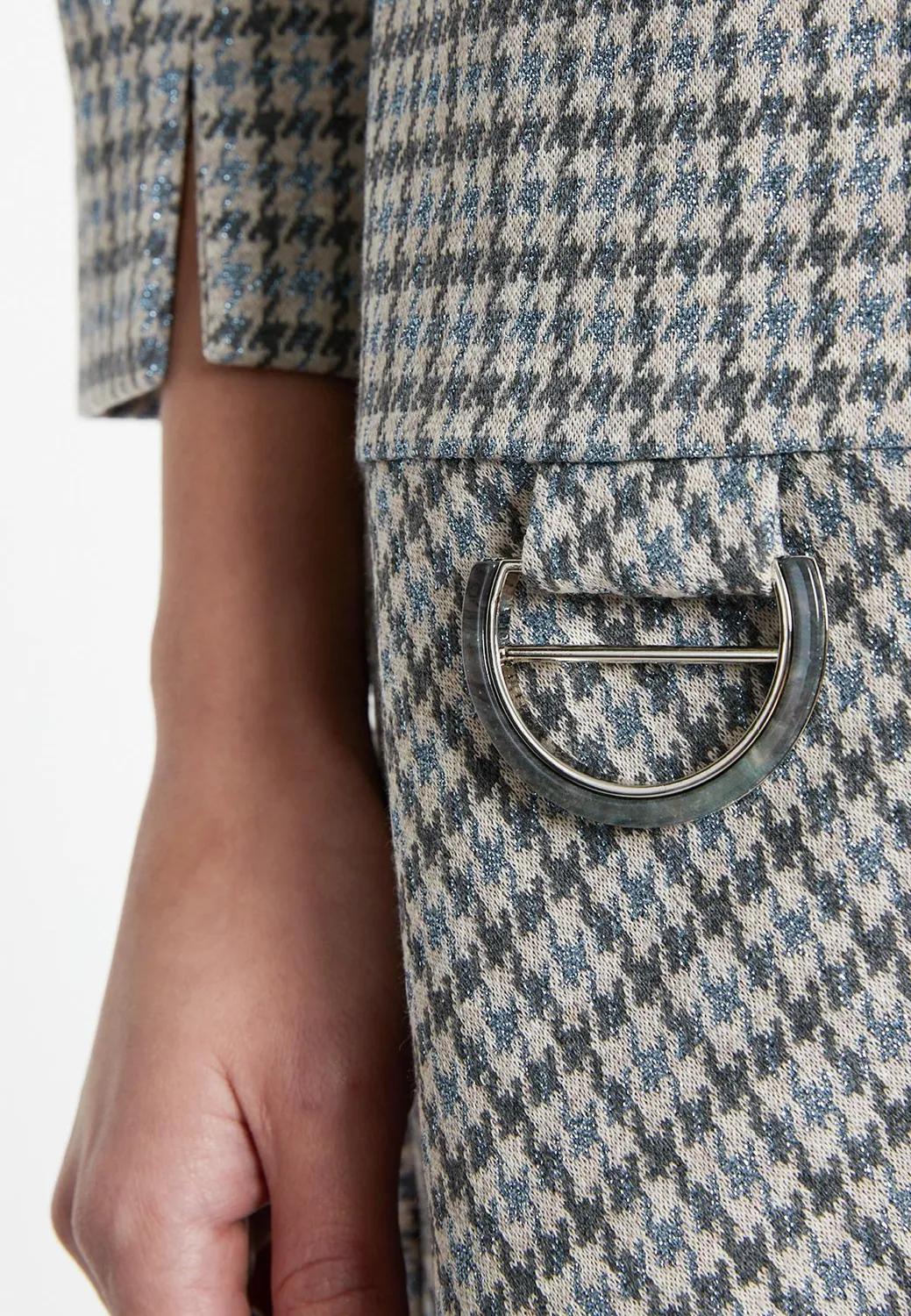 Ana Alcazar Sodea vestito svasato corto pied-de-poule lurex