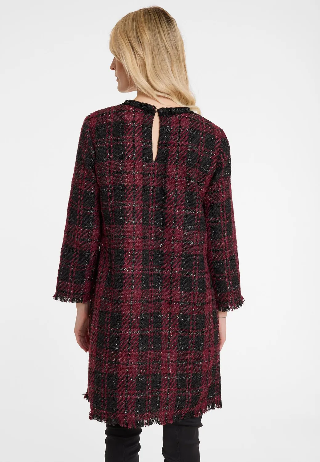 Ana Alcazar Abawa abito boucle quadri bordeaux