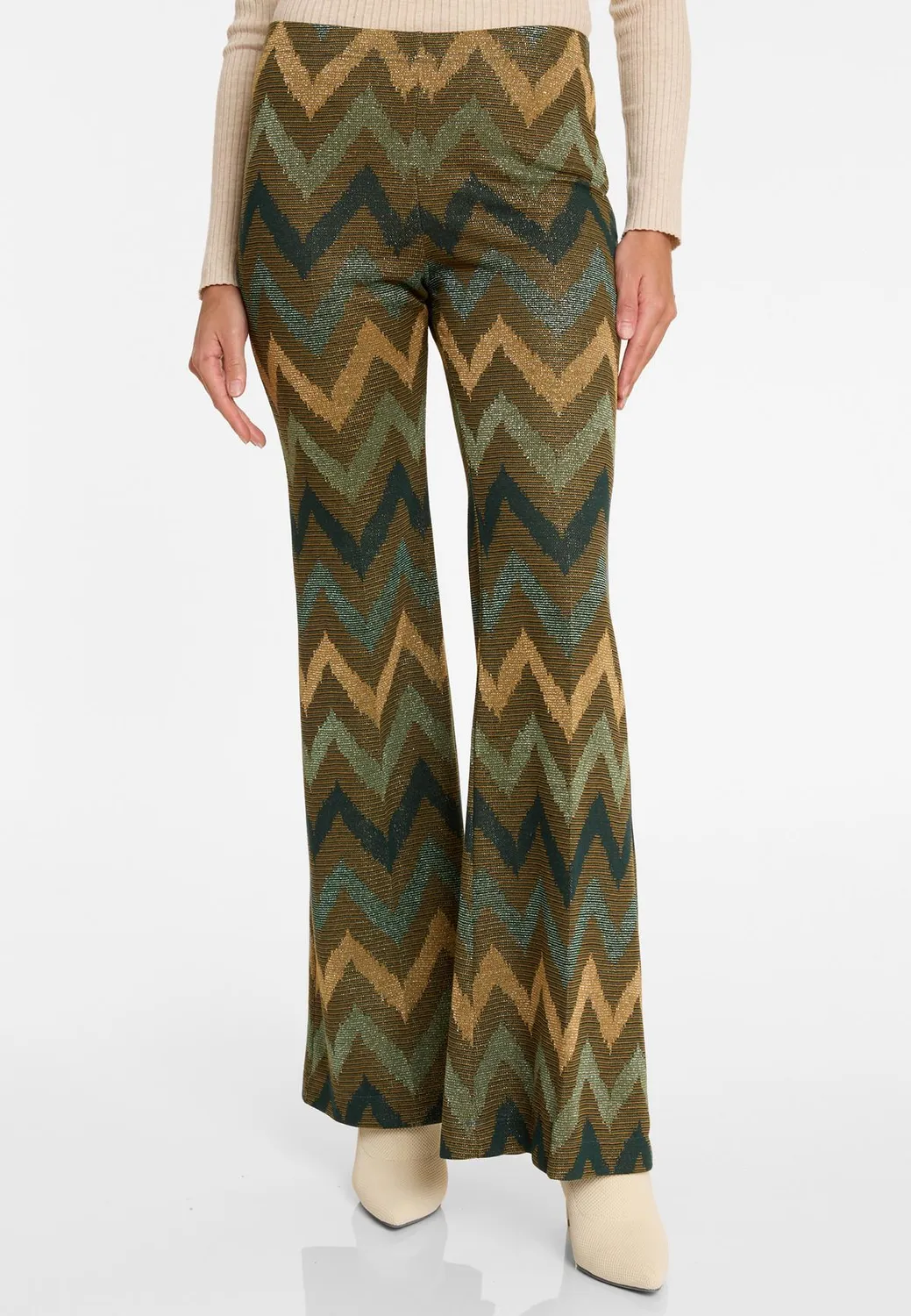 Ana Alcazar Avesi pantaloni zampa lurex oliva