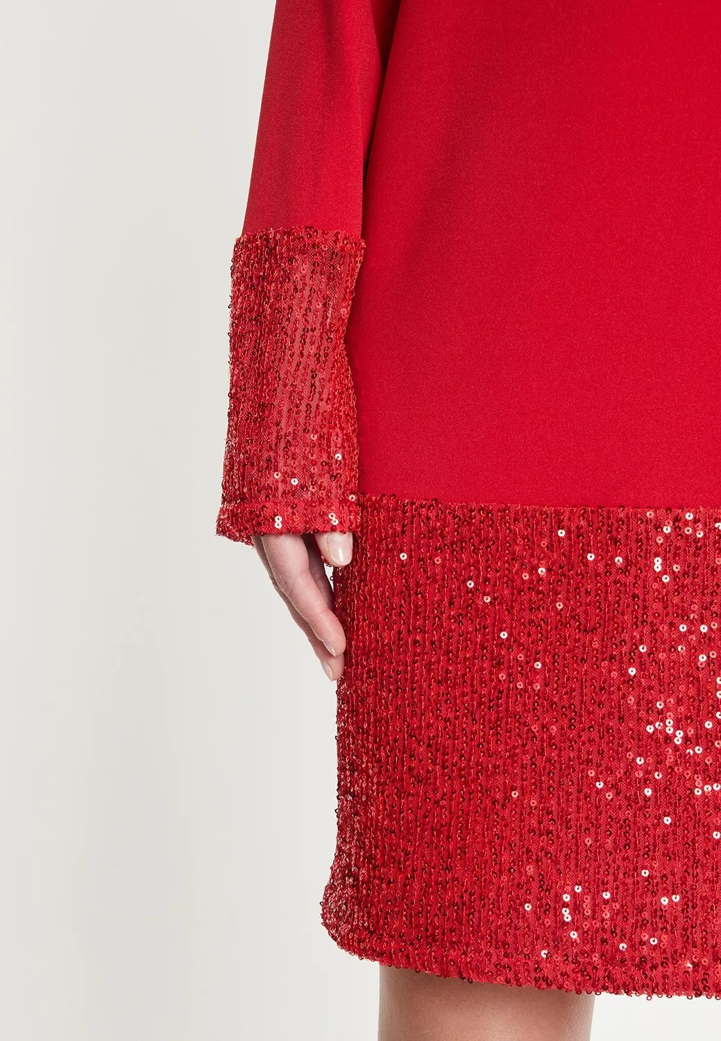 Ana Alcazar Magosa abito tunica rosso paillettes
