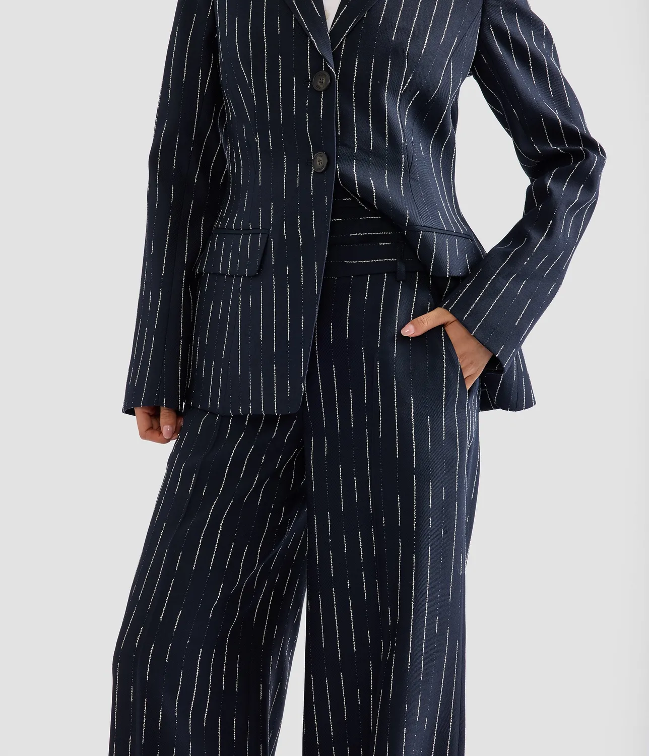 Erdem Tailoring Stripe pantaloni palazzo navy gessati