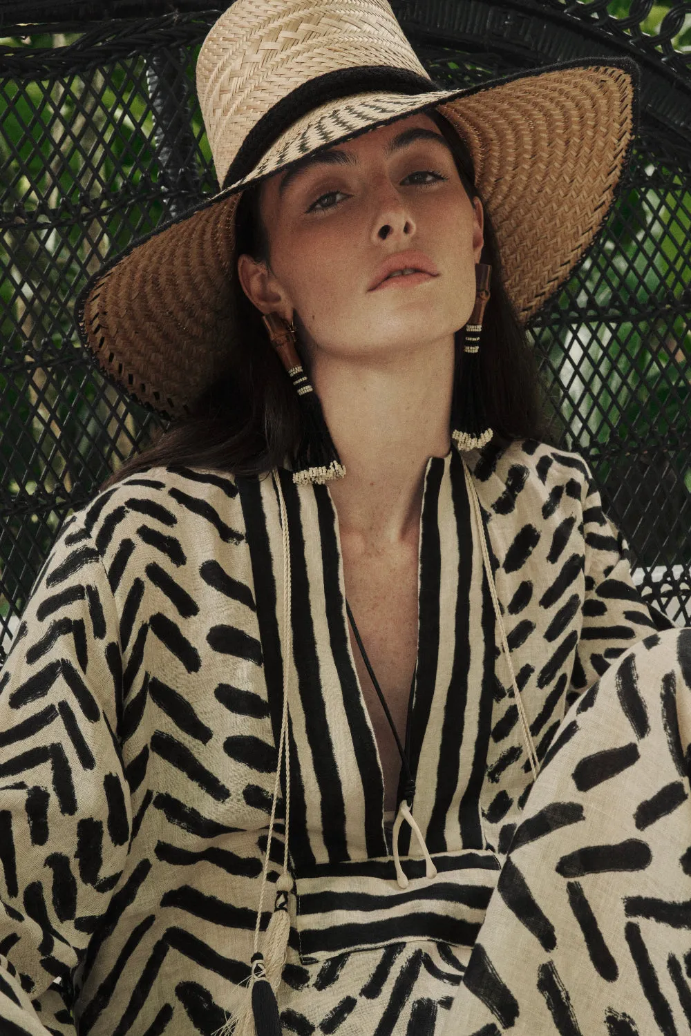Johanna Ortiz Gaucho Of The Bamboo Road orecchini neri cotone