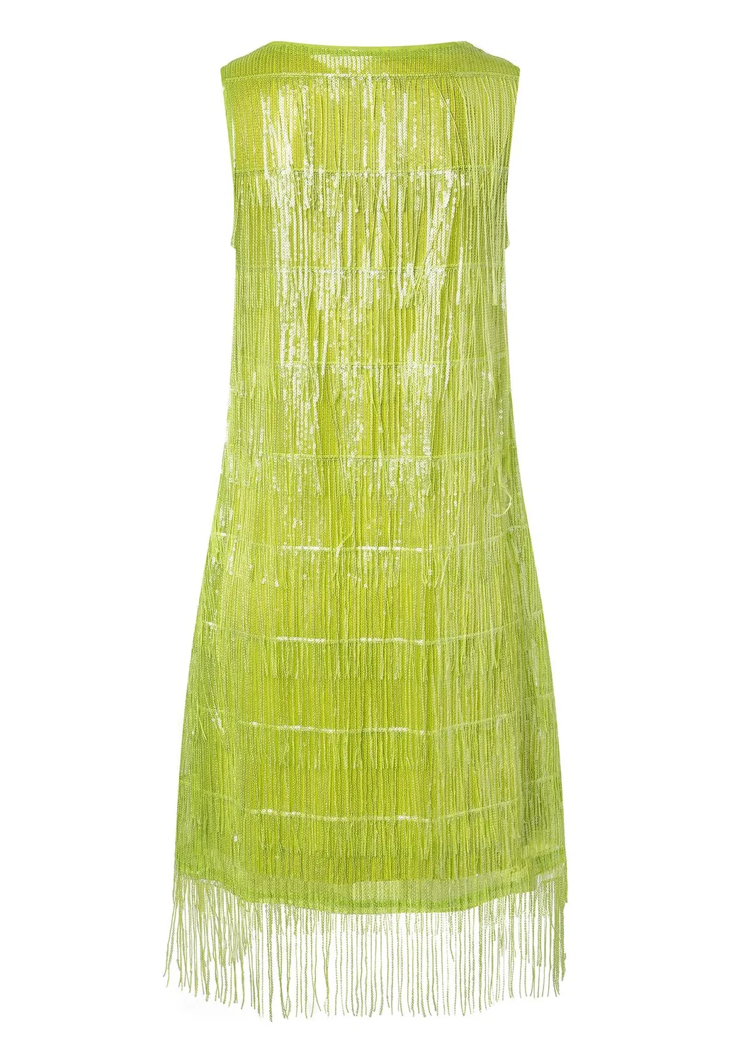 Ana Alcazar Riba abito paillettes lime corto frange