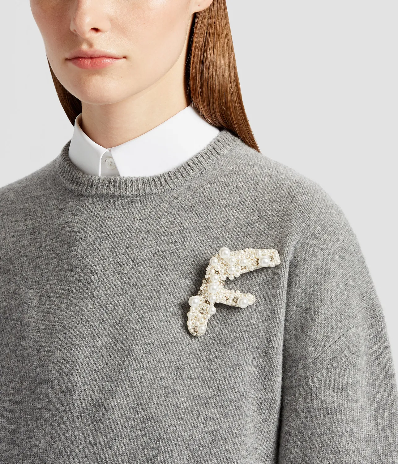 Erdem Pearl Alphabet Brooch F spilla perle