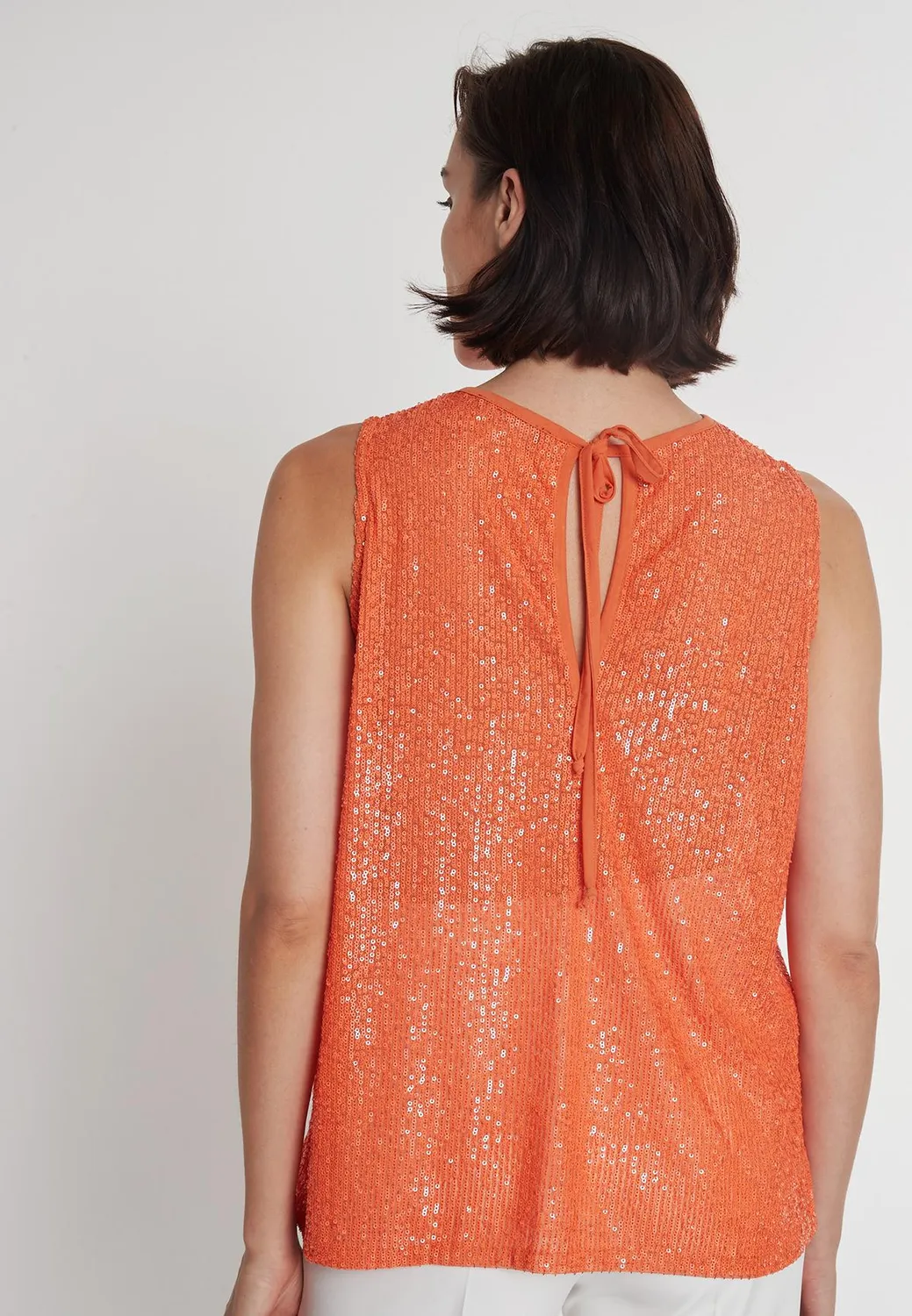 Ana Alcazar Paboly top paillettes albicocca