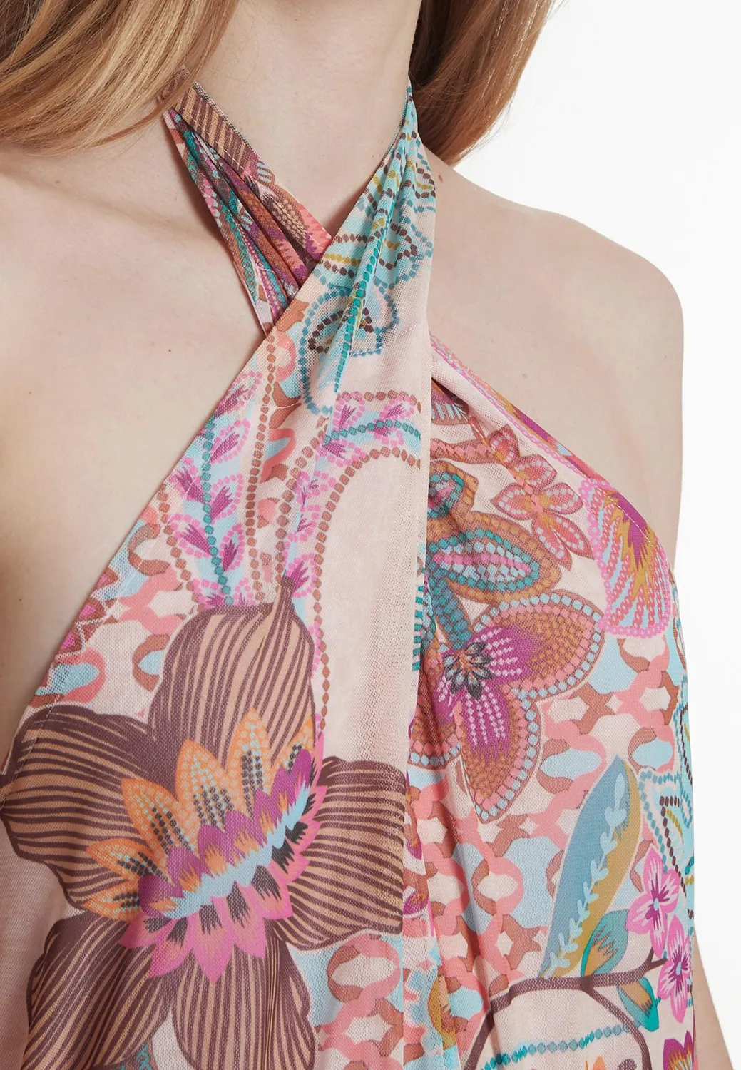 Ana Alcazar Peline abito halter floreale midi
