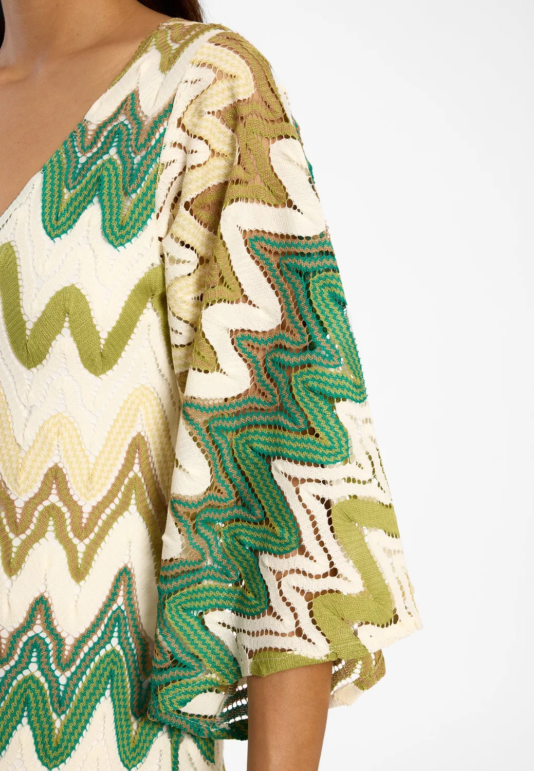 Ana Alcazar Dinah abito caftano maxi verde maglia