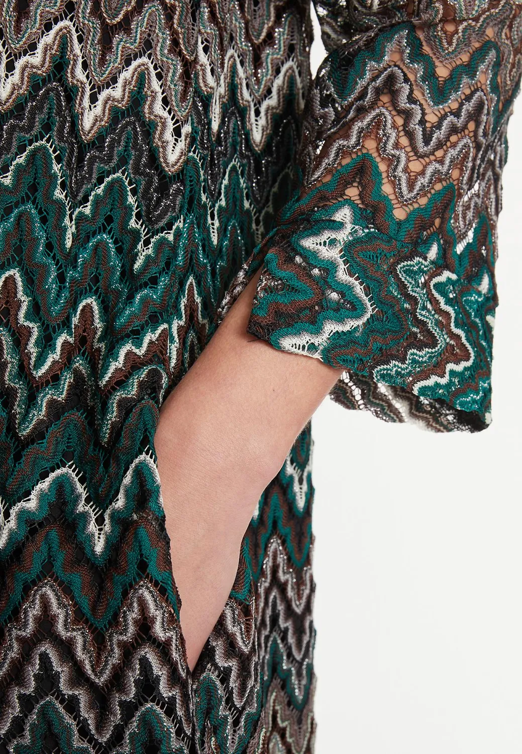 Ana Alcazar Maffa abito maglia zigzag verde