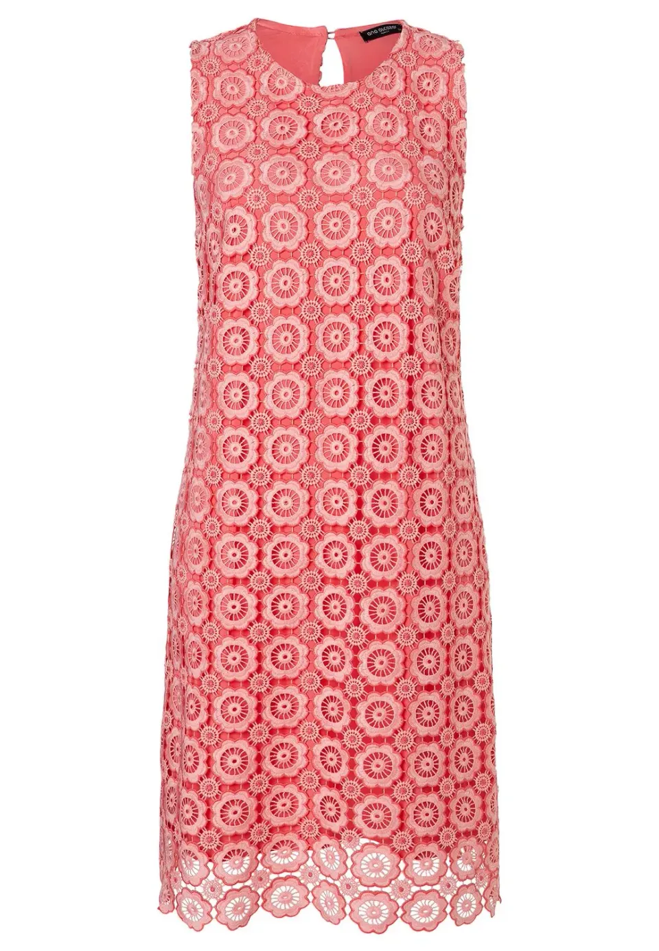 Ana Alcazar Zahea abito pizzo rosa corallo corto