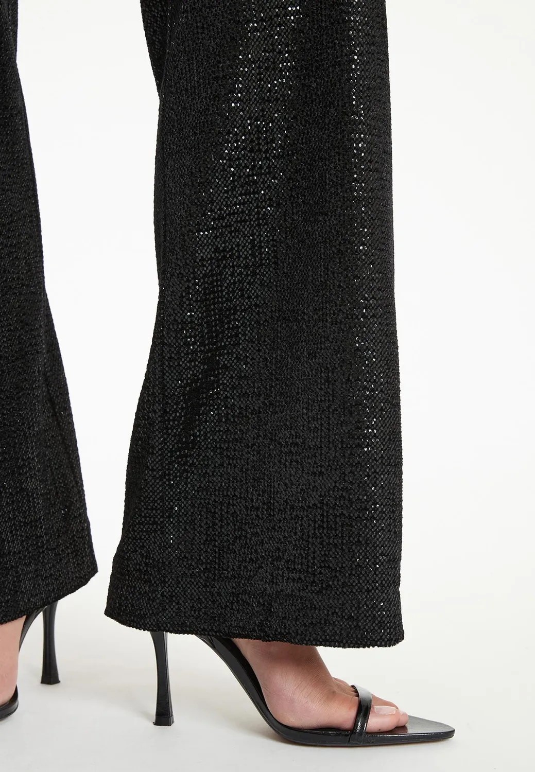 Ana Alcazar Tajane pantaloni velluto nero paillettes