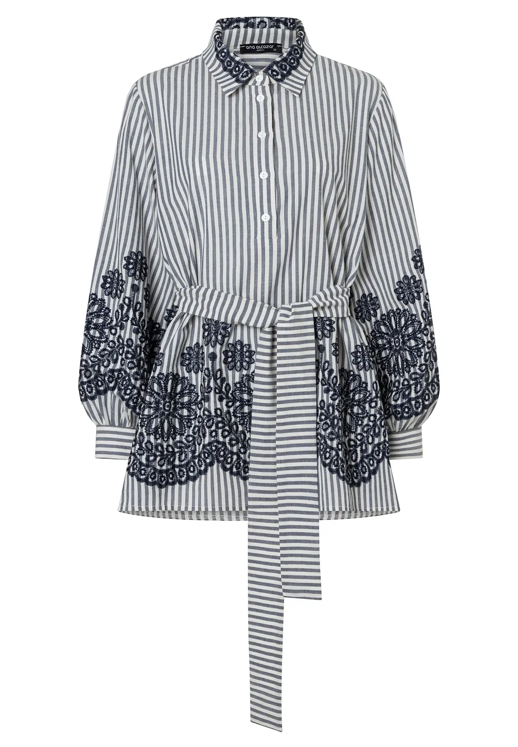 Ana Alcazar Doremie camicia cotone righe ricamo