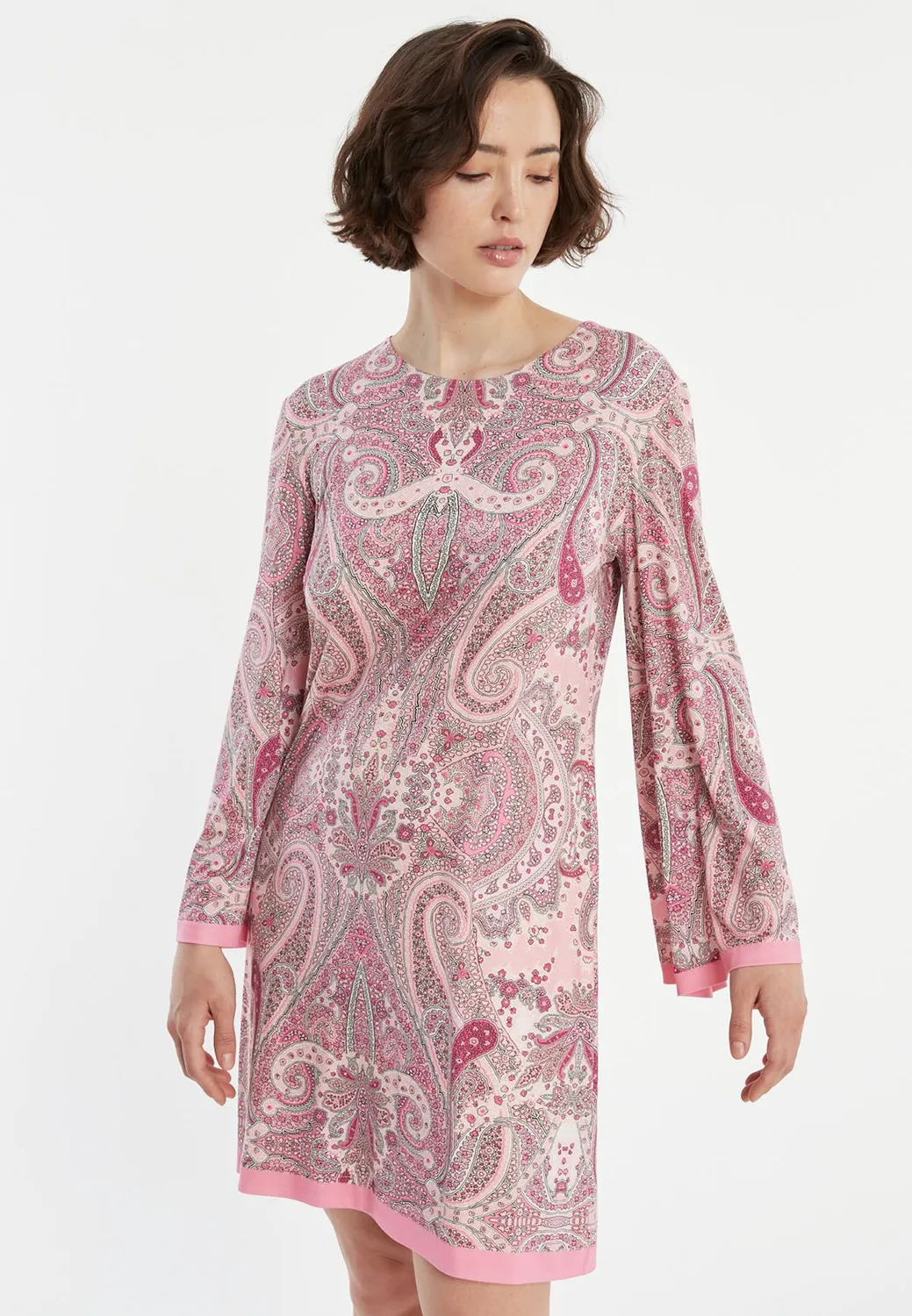 Ana Alcazar Zipia tunica jersey rosa maniche tromba
