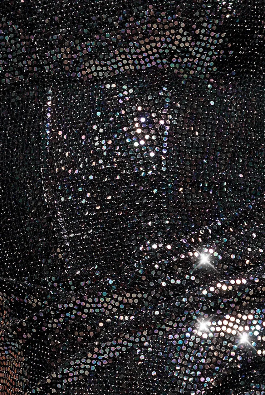 Goddiva Princess Seam Sequin Mermaid Maxi abito nero multi paillettes