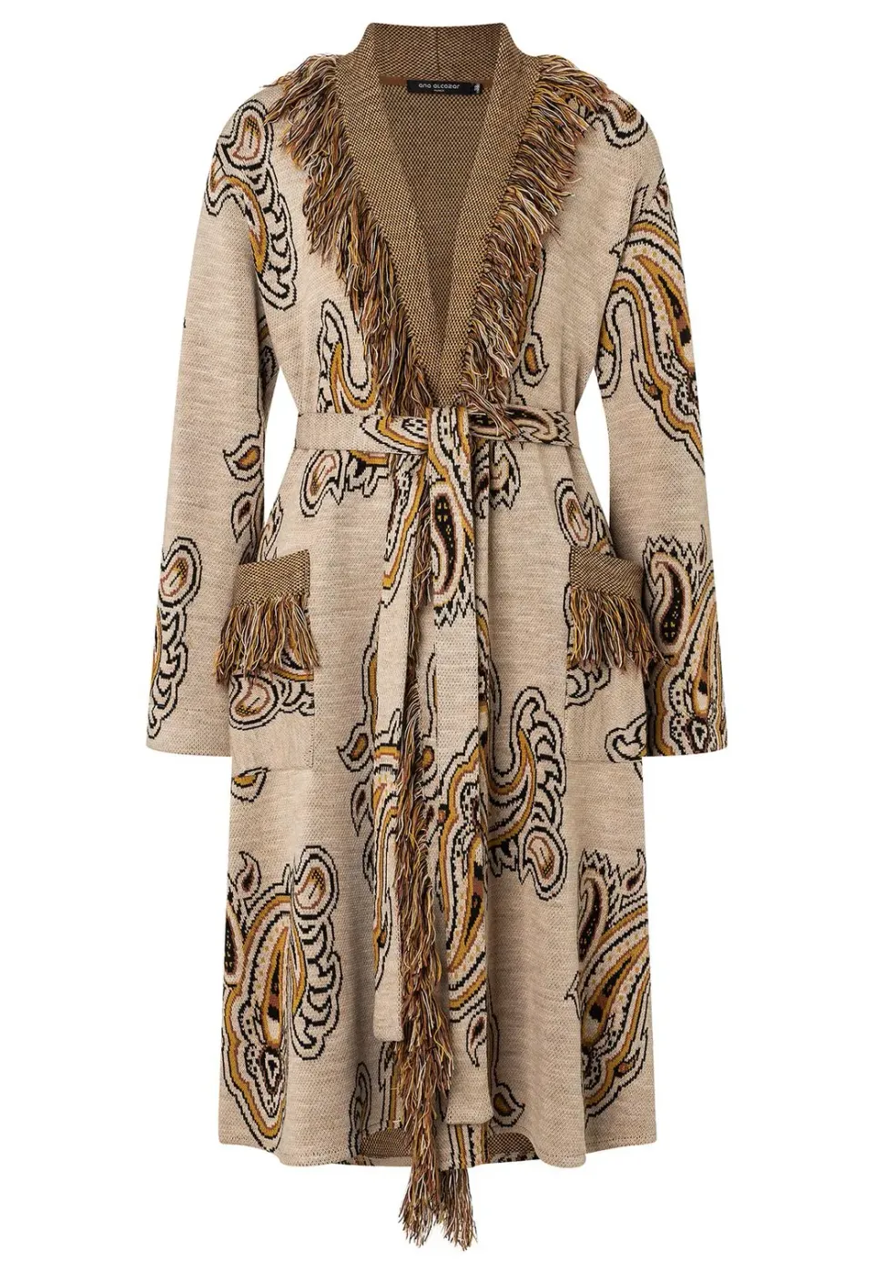 Ana Alcazar Haberi cappotto maglia beige paisley