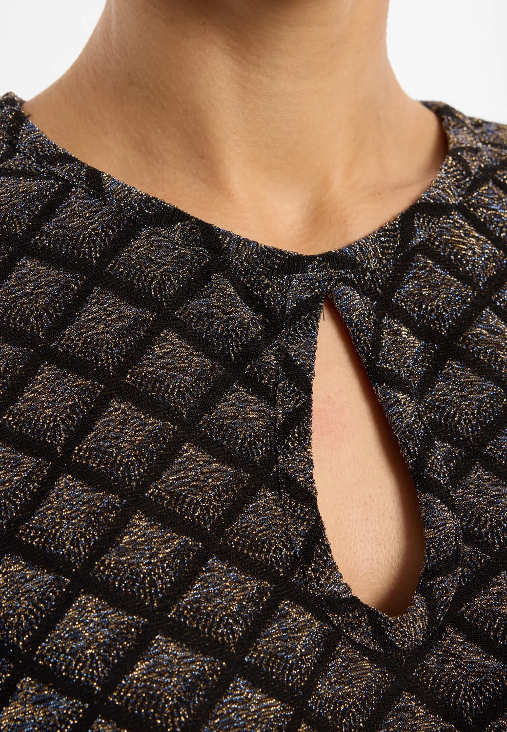 Ana Alcazar Enalor top lurex manica lunga nero