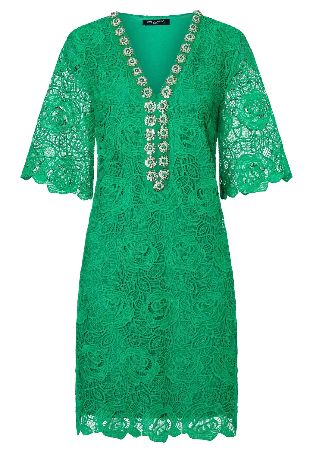 Ana Alcazar Daeph abito tunica pizzo verde cerimonia