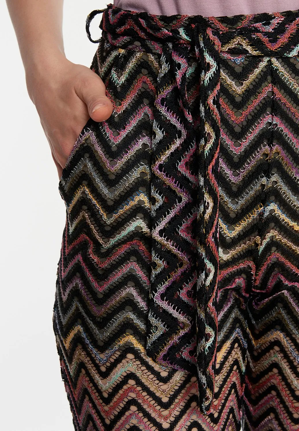 Ana Alcazar Zekini pantaloni maglia traforata neri