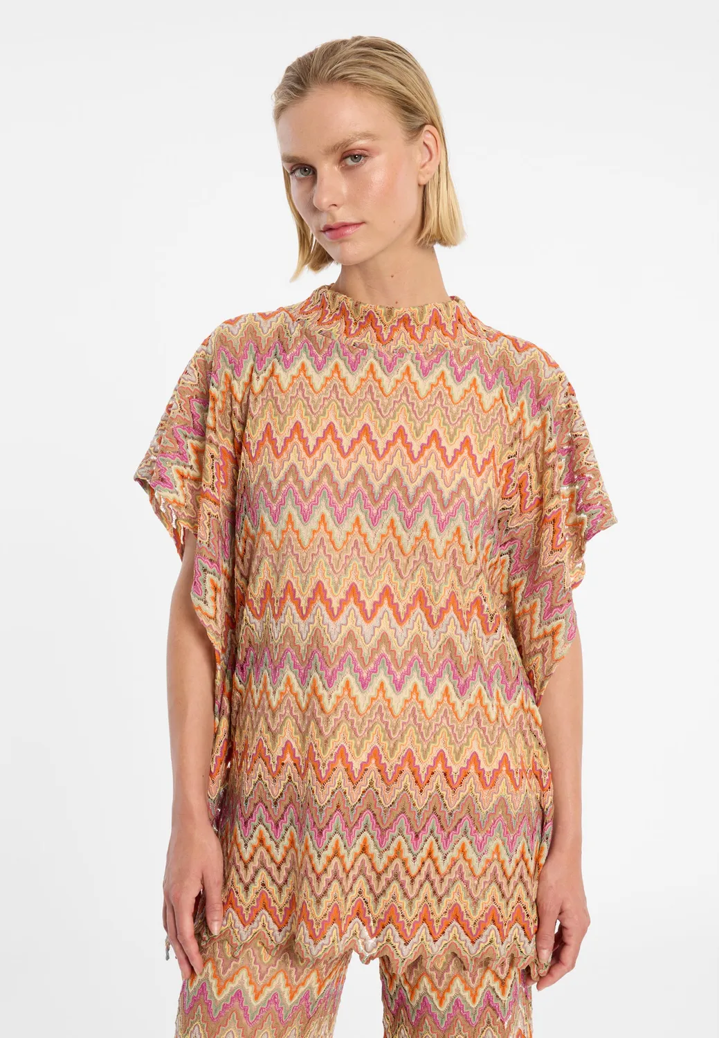 Ana Alcazar Dunia top maglia arancione collo alto