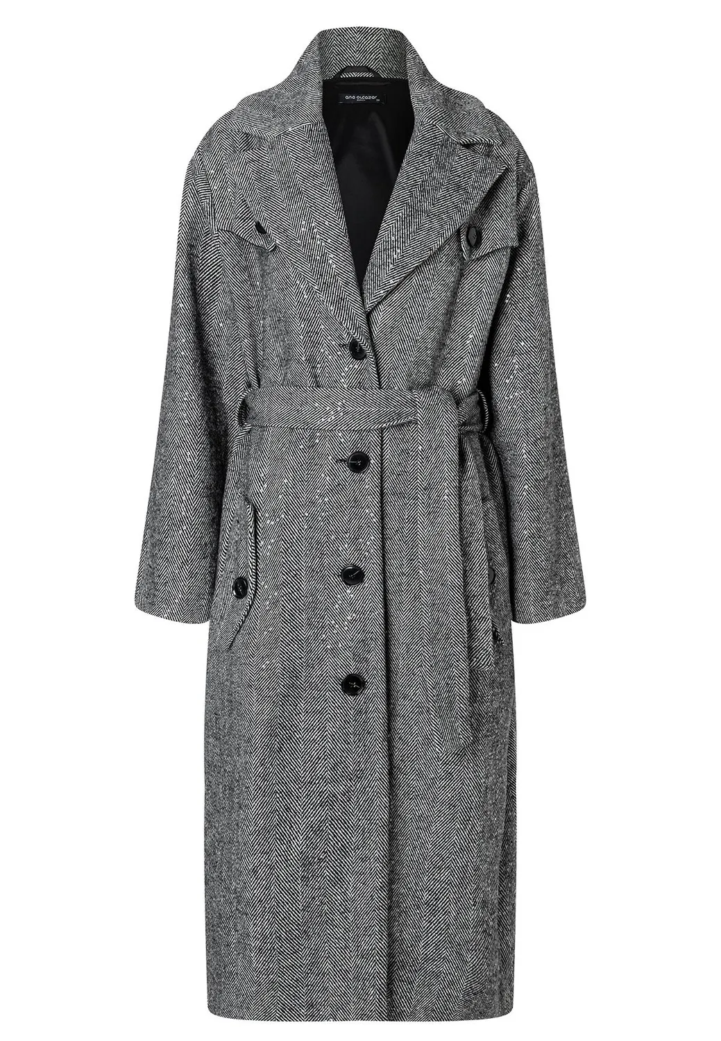 Ana Alcazar Abada cappotto lana spigato nero