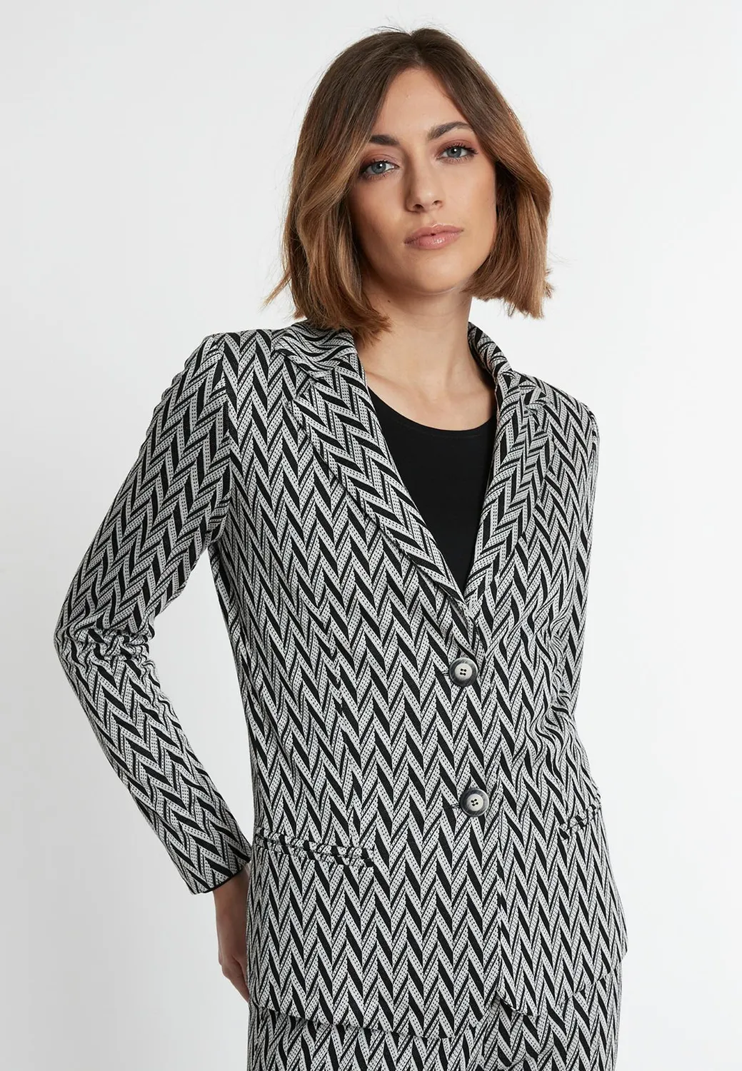 Ana Alcazar Shara blazer zigzag bianco nero