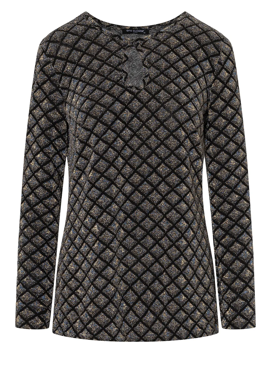 Ana Alcazar Enalor top lurex manica lunga nero