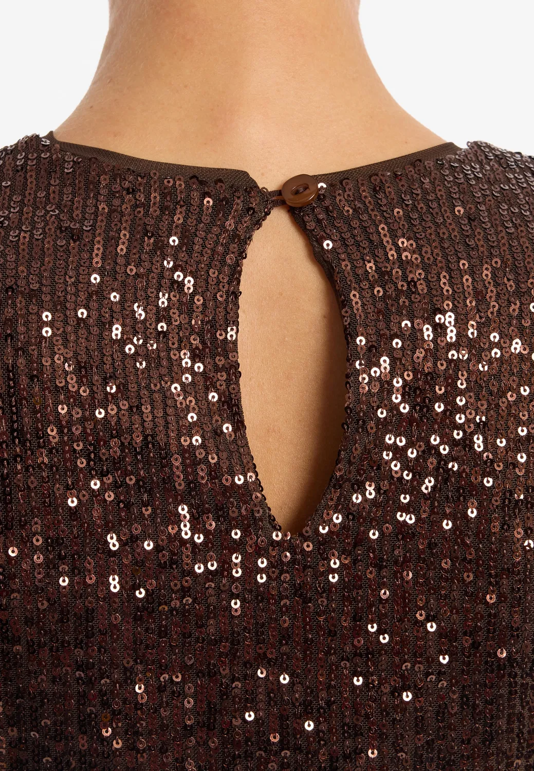 Ana Alcazar Evari top paillettes bronzo maniche