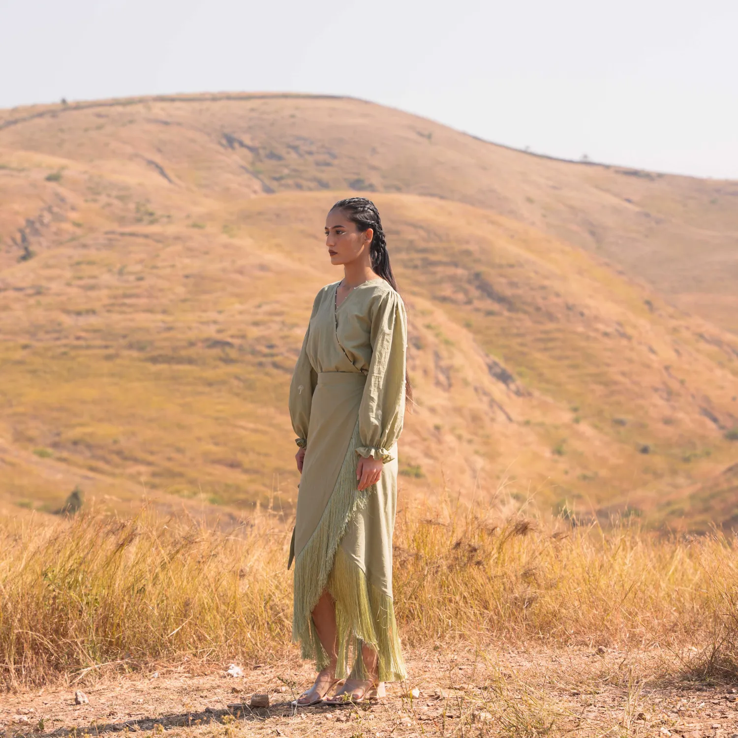 Our Dve Moon Lit Tea Green top cotone verde