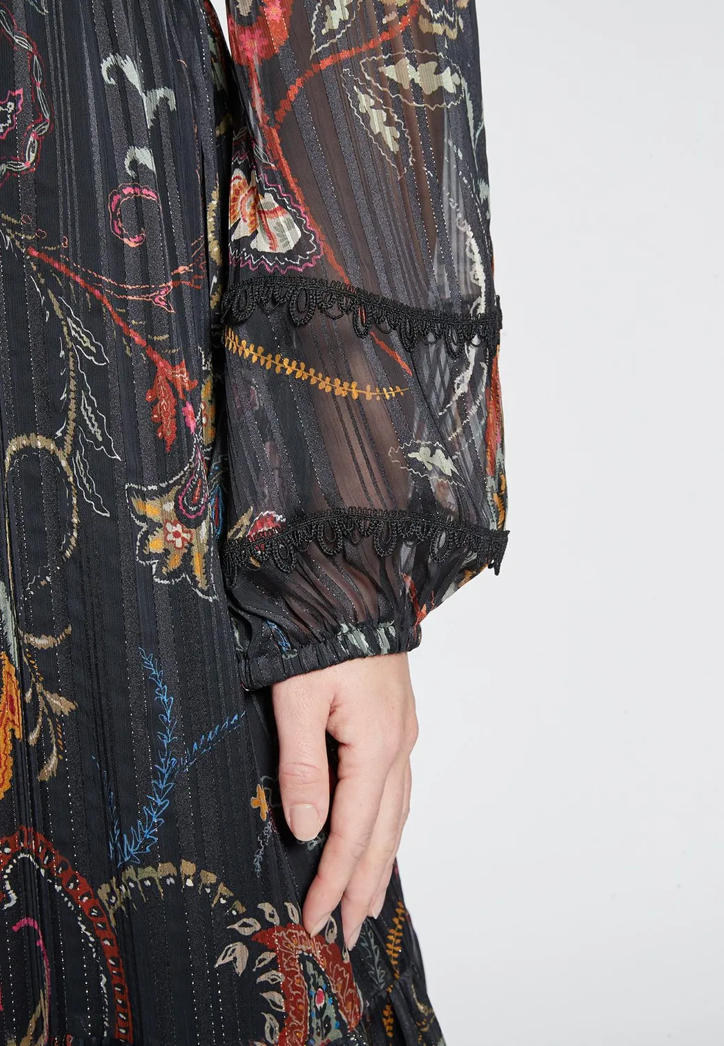 Ana Alcazar Habwy vestito lungo paisley balze