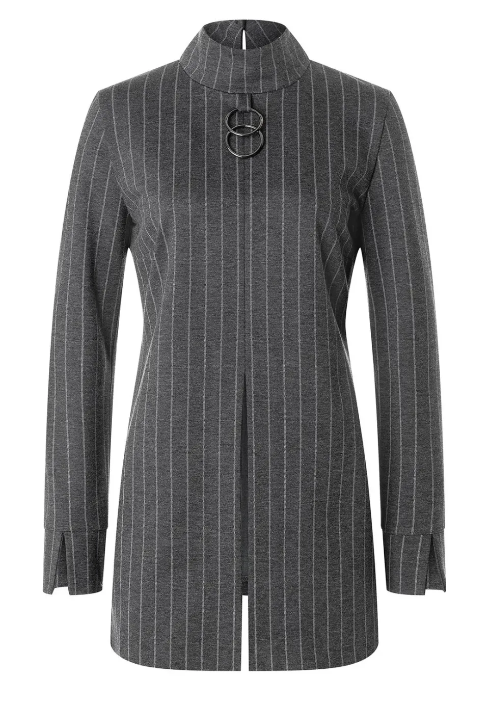 Ana Alcazar Mesyne top cut-out dolcevita gessato grigio