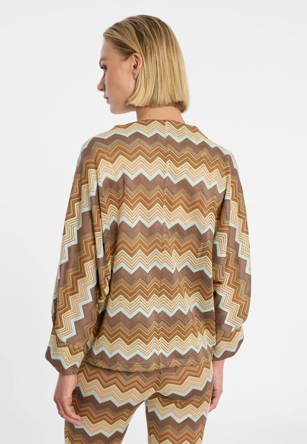 Ana Alcazar Duora top maglia zigzag maniche palloncino