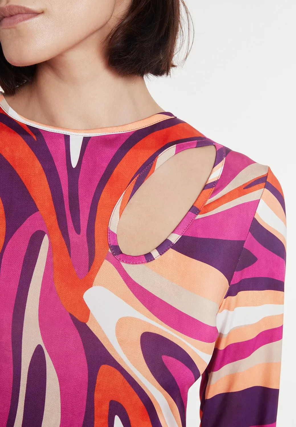 Ana Alcazar Priely tubino midi cut-out stampa