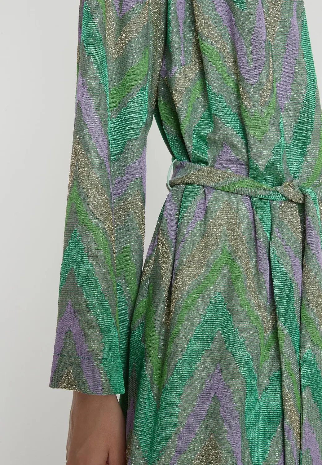 Ana Alcazar Pitea kimono lurex verde con cintura