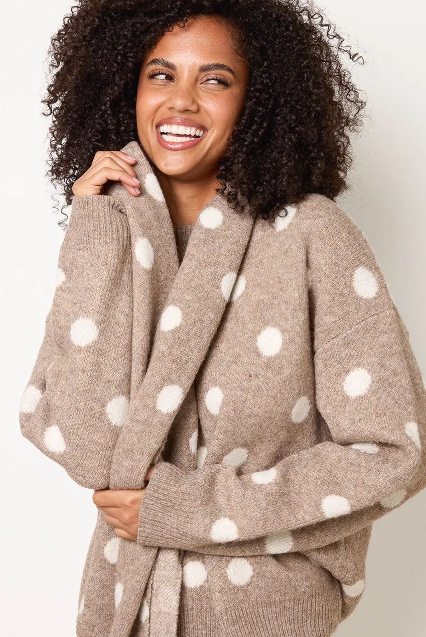 Blue Vanilla Maglione Pois Mocha con Sciarpa