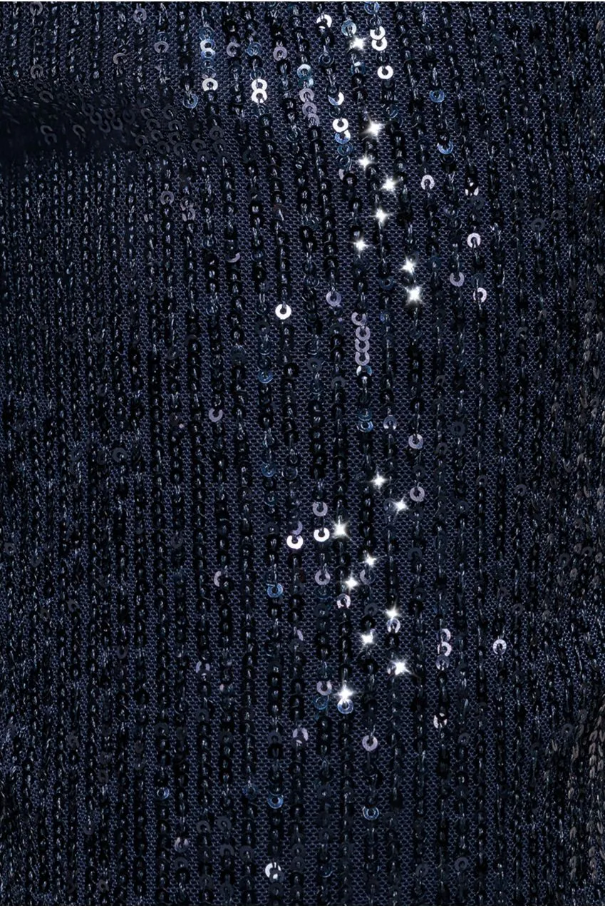 Goddiva Sequin Cuffed Ankle Trouser pantaloni navy paillettes